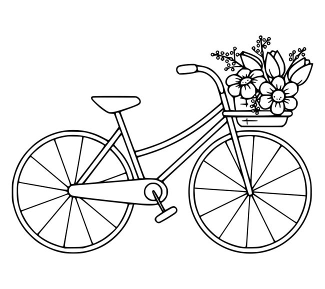 Tô màu Xe Đạp Với Hoa dễ thương cho bé