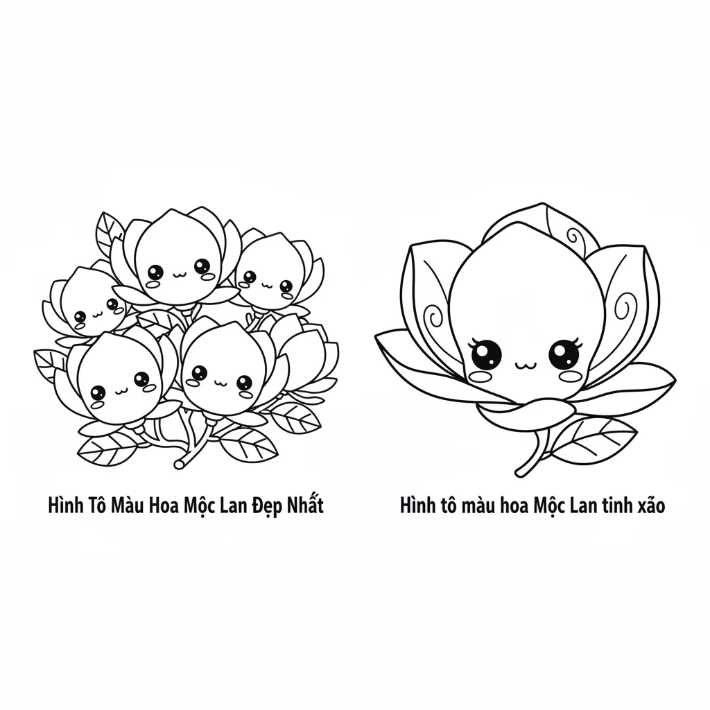 Hình Tô Màu Hoa Mộc Lan Đẹp Nhất 1 Hình tô màu hoa mộc lan tinh xảo