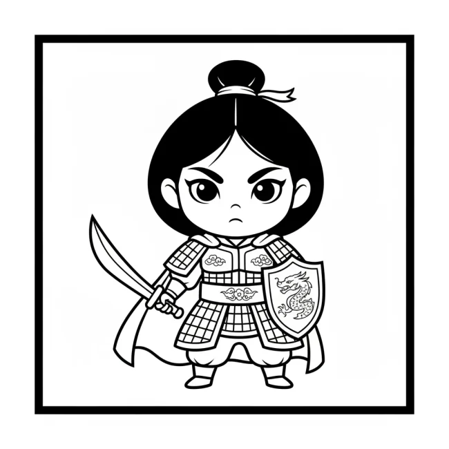 Mẫu Tô Màu Chiến Binh Mộc Lan