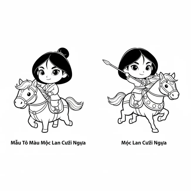 Mẫu Tô Màu Mộc Lan Cưỡi Ngựa
