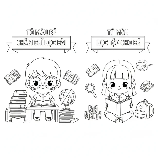 **Tô màu học tập cho bé**