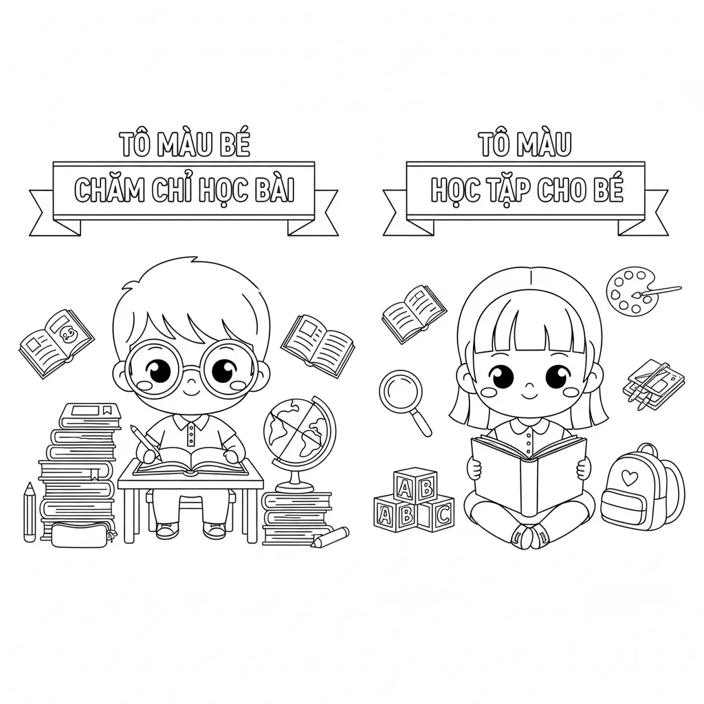 **Tô màu học tập cho bé**