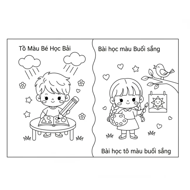 Bài học tô màu buổi sáng