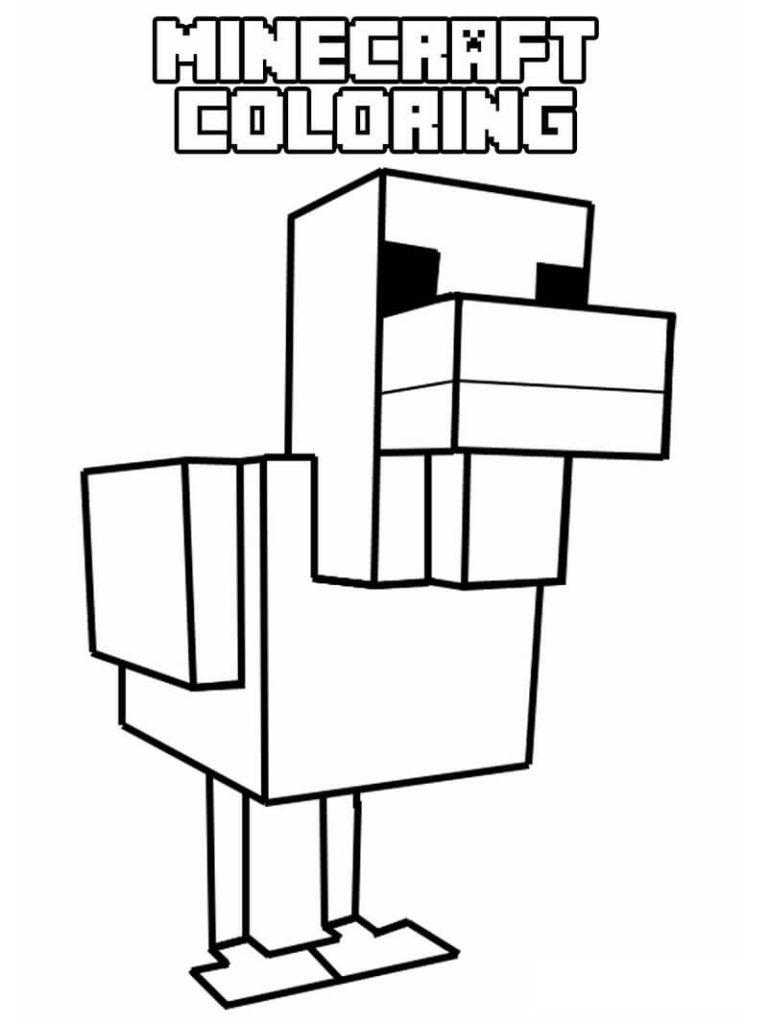 Tô màu Con Gà Trong Minecraft dễ thương cho bé