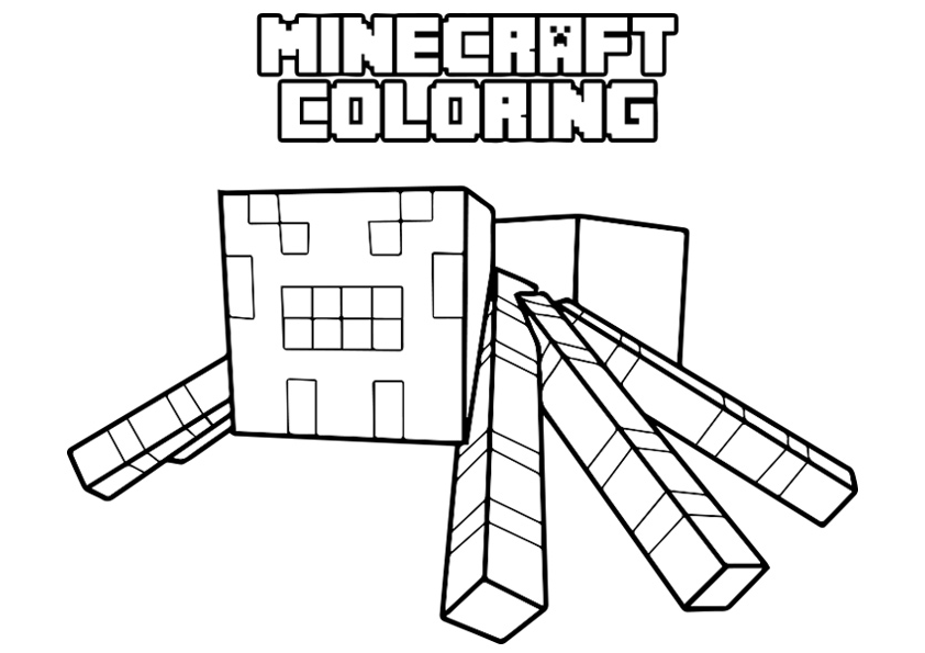 Tô màu con nhện trong minecraft dễ thương cho bé