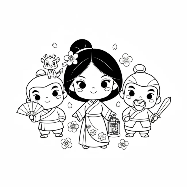 Tô Màu Công Chúa Hoa Mộc Lan Và Bạn Bè