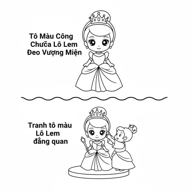 Tranh tô màu Lọ Lem đăng quang