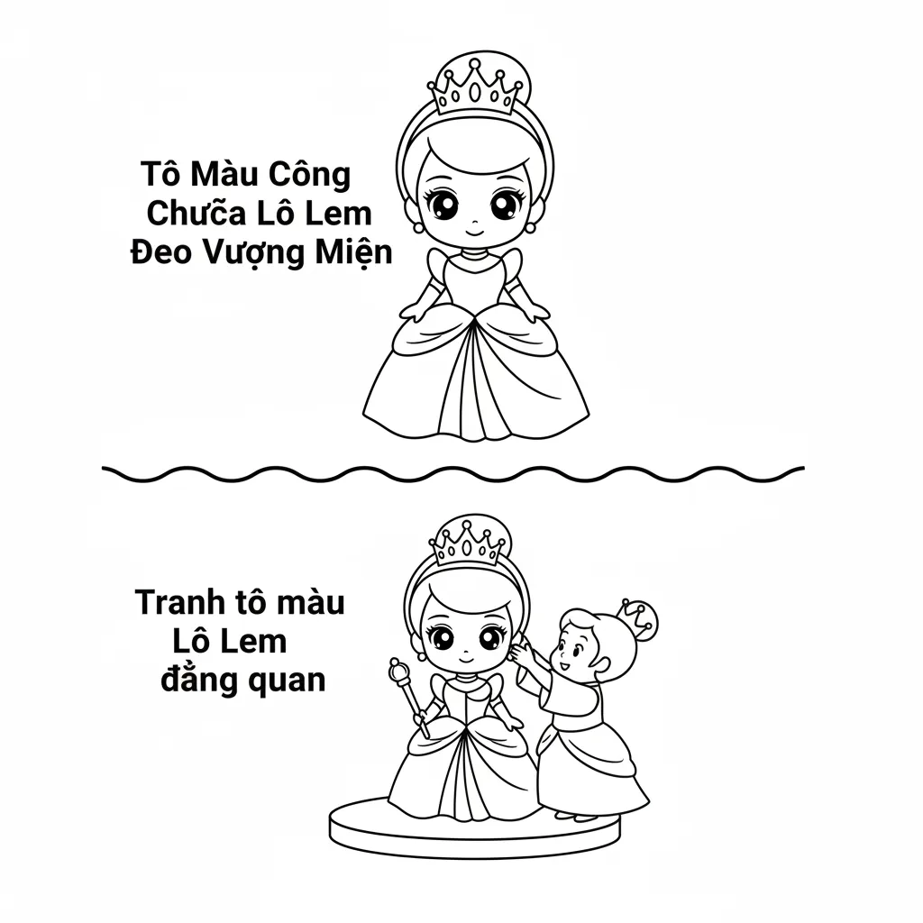 Tranh tô màu Lọ Lem đăng quang