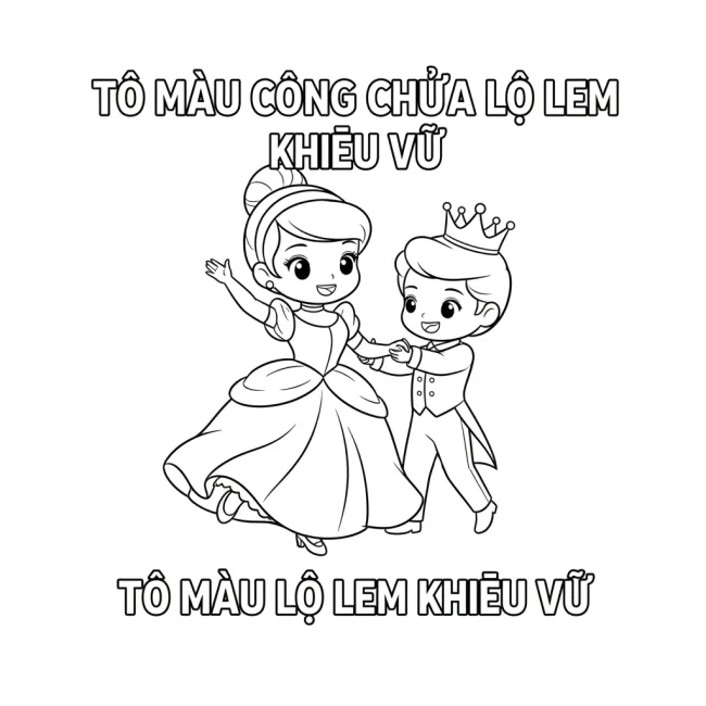 Tô màu Lọ Lem khiêu vũ