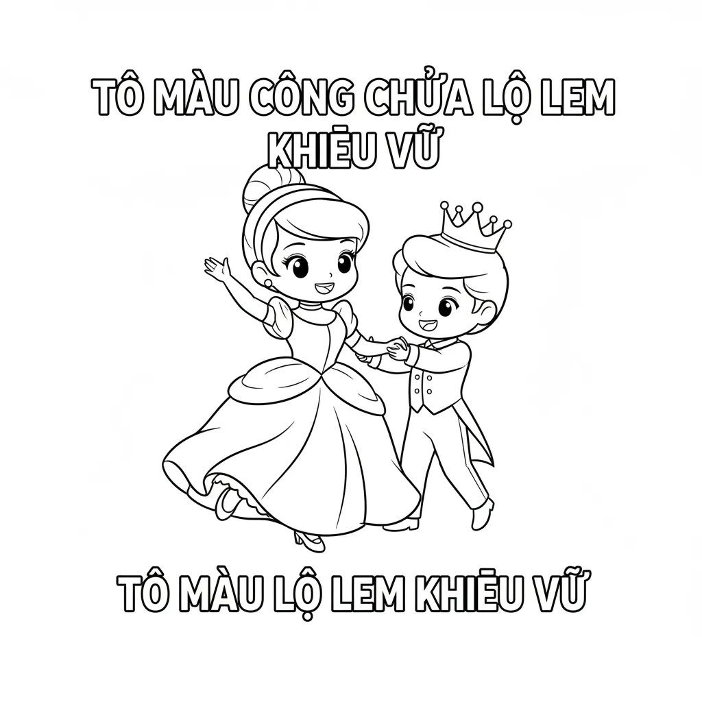 Tô màu Lọ Lem khiêu vũ