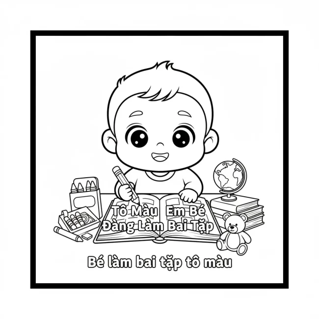 Bé làm bài tập tô màu