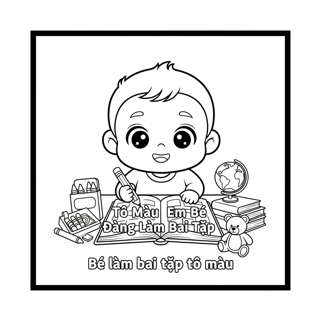 Bé làm bài tập tô màu