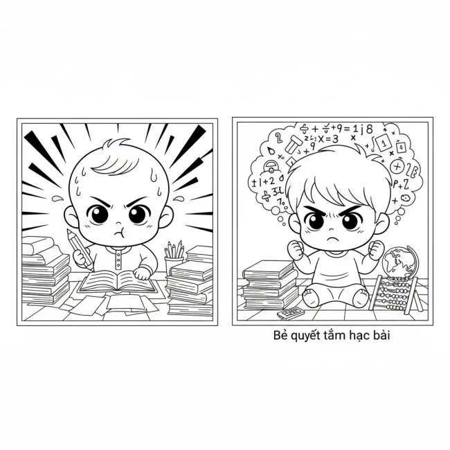 Bé quyết tâm học bài