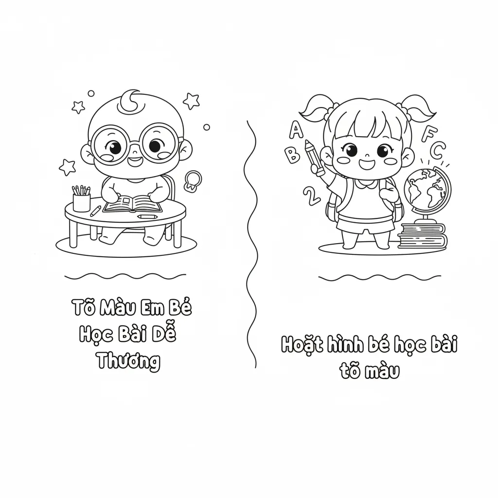 Hoạt hình bé học bài tô màu