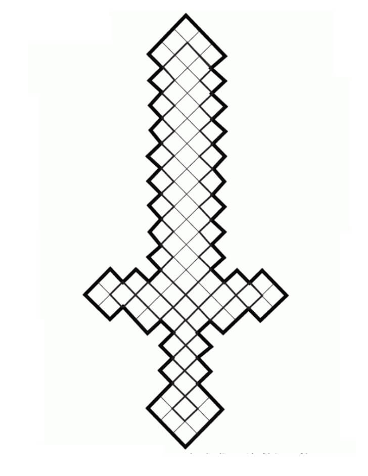 Tô màu Kiếm Kim Cương Trong Minecraft dễ thương cho bé