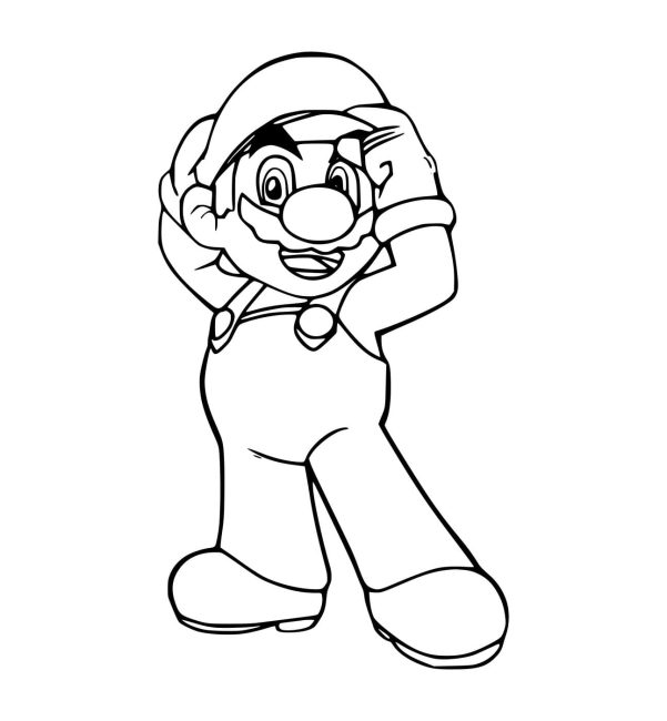 Tô màu Mario Cầm Mũ cho bé tập tô