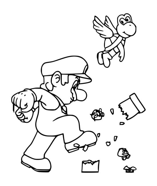 Tô màu Mario Đá Ống dễ thương cho bé