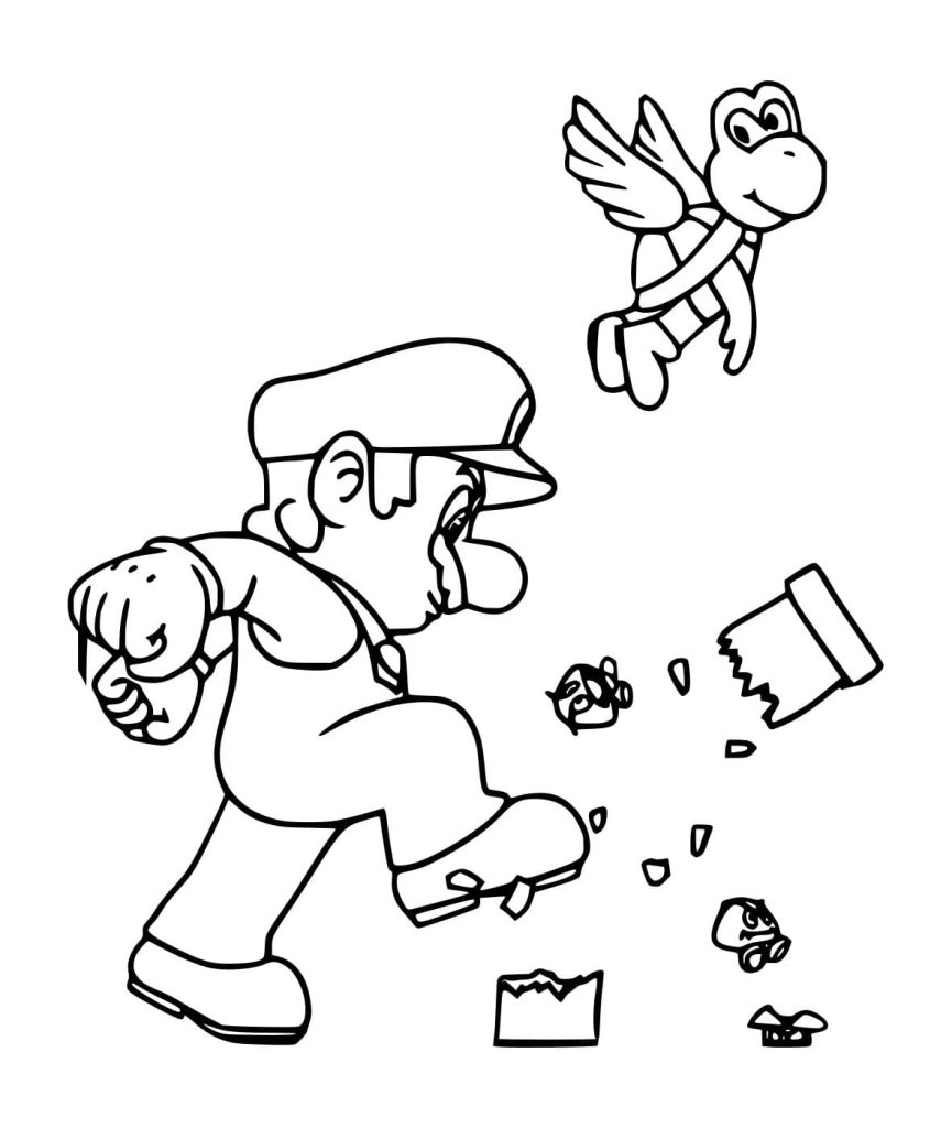 Tô màu Mario Đá Ống dễ thương cho bé