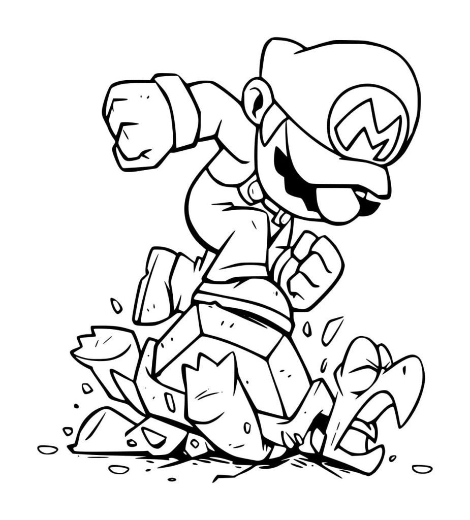 Tô màu Mario Đánh Con Rùa cho bé tập tô