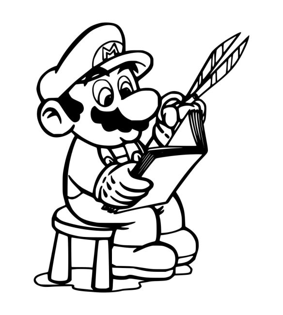 Tô màu Mario Đọc Sách cho bé tập tô