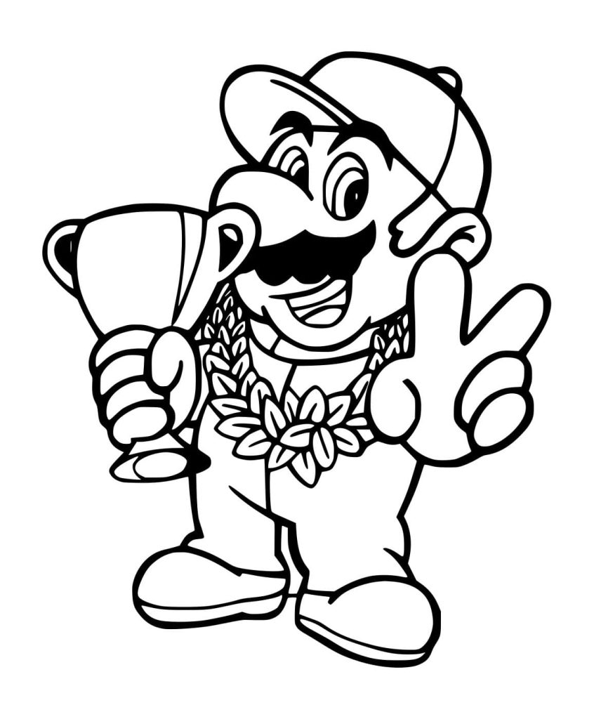 Tô màu Mario Được Một Chiếc Cúp giúp bé rèn luyện khả năng tô màu