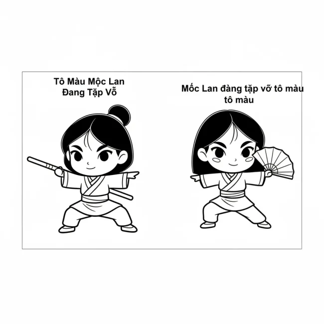 Tô Màu Mộc Lan Đang Tập Võ