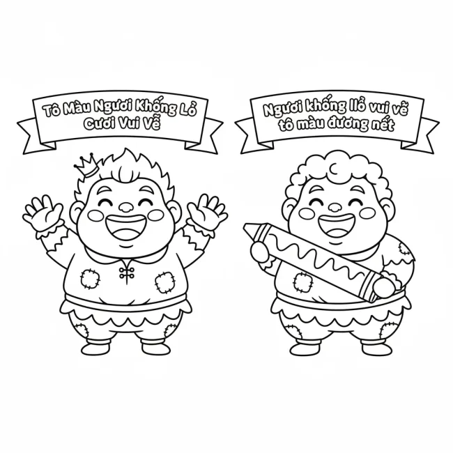 Người khổng lồ vui vẻ tô màu đường nét