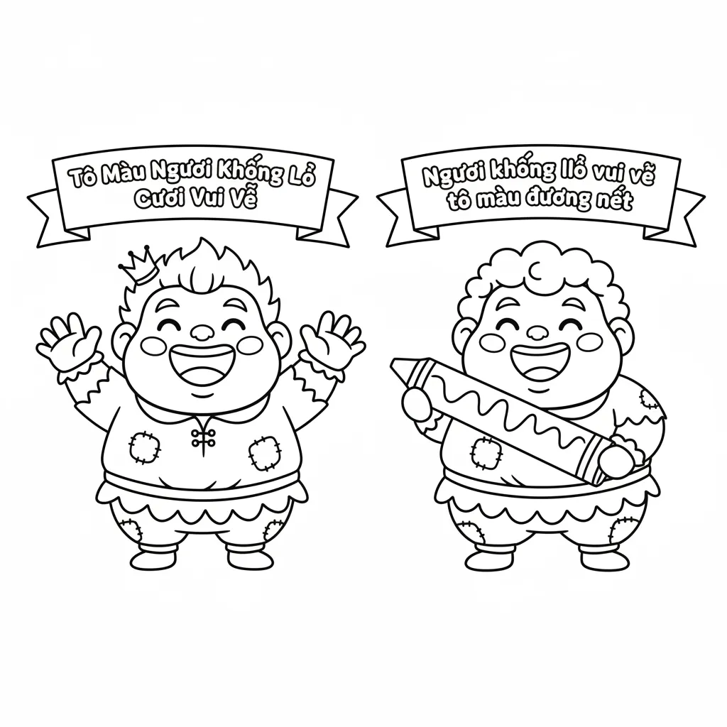 Người khổng lồ vui vẻ tô màu đường nét