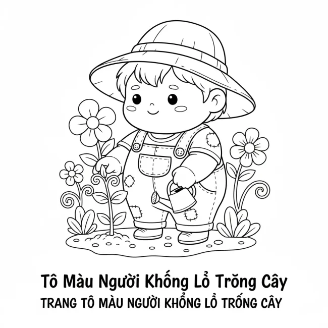 Trang tô màu người khổng lồ trồng cây