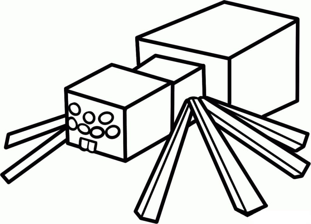 Tô màu Nhện Trong Minecraft dễ thương cho bé