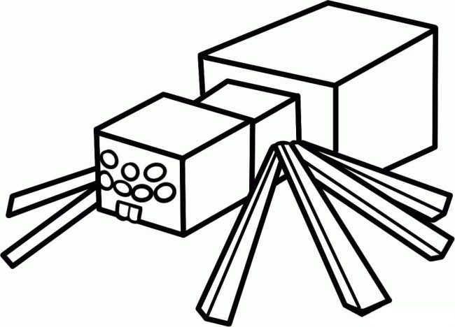 Tô màu Nhện Trong Minecraft dễ thương cho bé