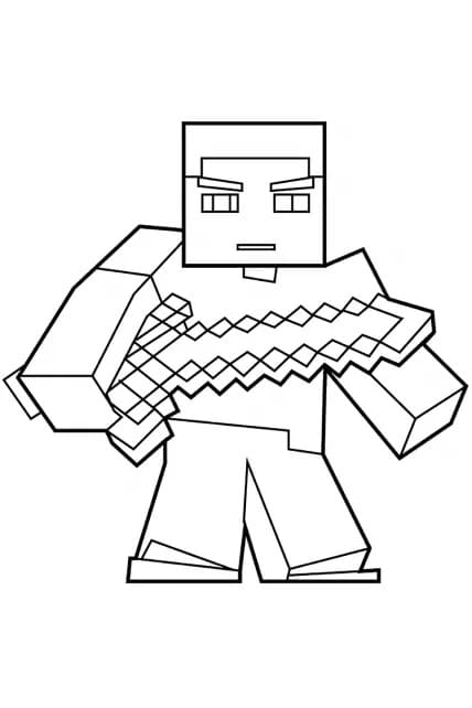 Tô màu Steve Chiến Đấu giúp bé rèn luyện khả năng tô màu