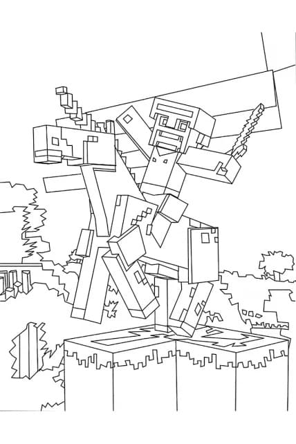 Tô màu Steve Cưỡi Kỳ Lân dễ thương cho bé