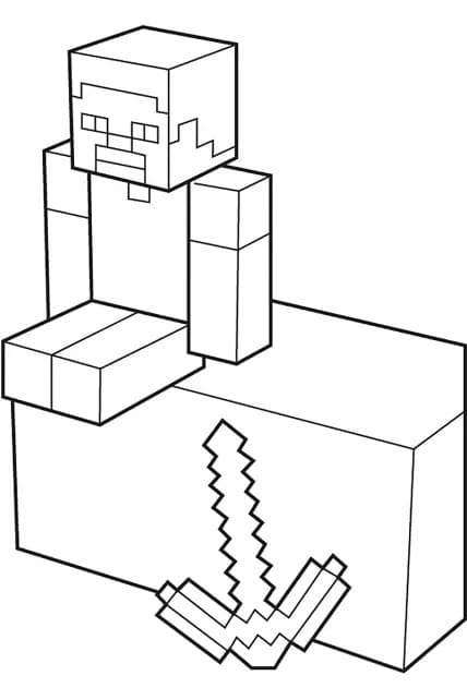 Tô màu Steve Đang Ngồi cho bé tập tô