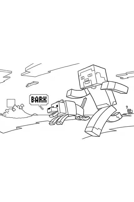 Tô màu Steve và Chó Trong Minecraft giúp bé rèn luyện khả năng tô màu