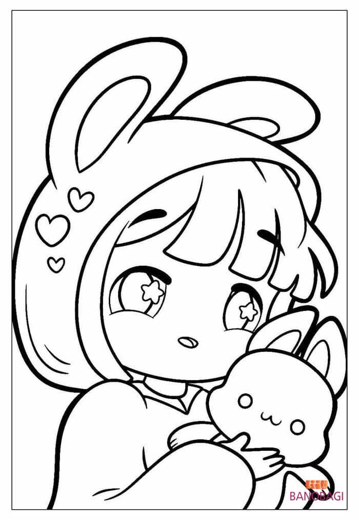 Tranh tô màu anime chibi dễ thương