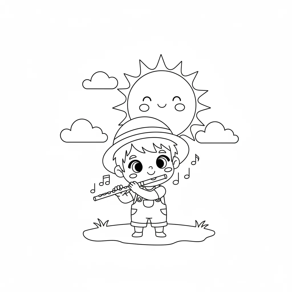 Bé thổi sáo ngày nắng