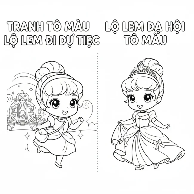 Lọ Lem dạ hội tô màu