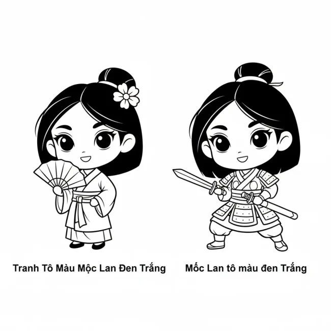 Tranh Tô Màu Mộc Lan Đen Trắng