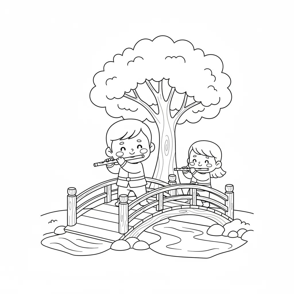 Người thổi sáo bên cầu gỗ