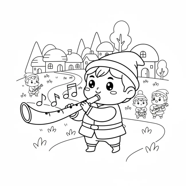 Tranh tô màu nhạc công làng quê